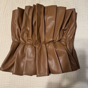 Faux leather strapless top